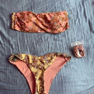 pink, yellow and green flower swim suit from aerie!